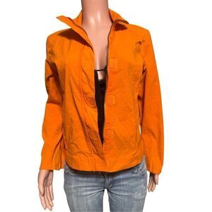 Weekendz off women's long sleeve mandarin collar orange zip-up with Velcro jacke